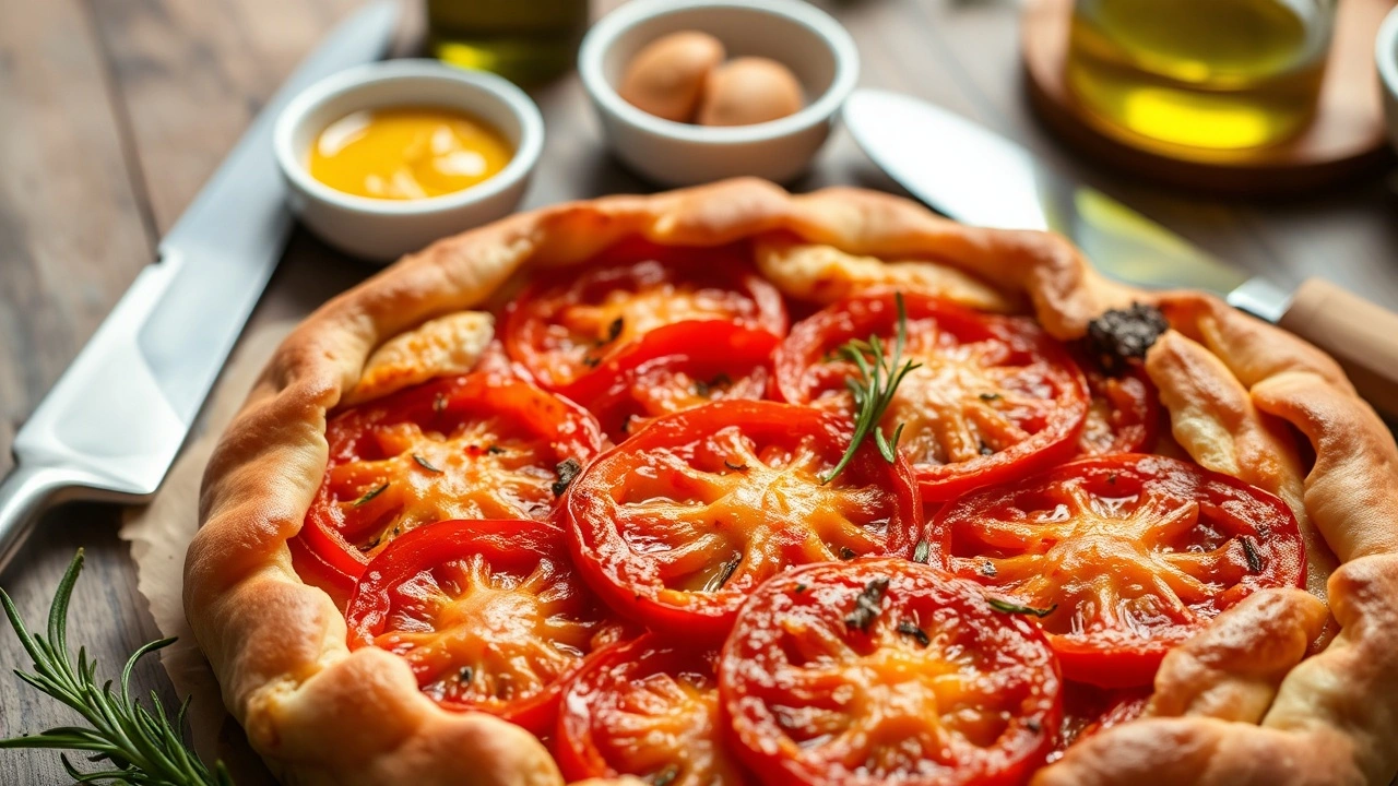 tarte à la moutarde et tomate​
